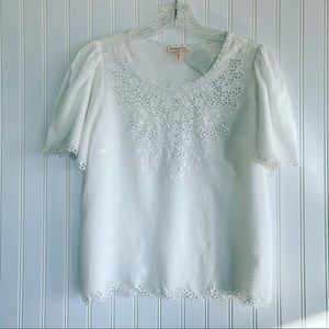 Rebecca Taylor short sleeved white top SIZE 2